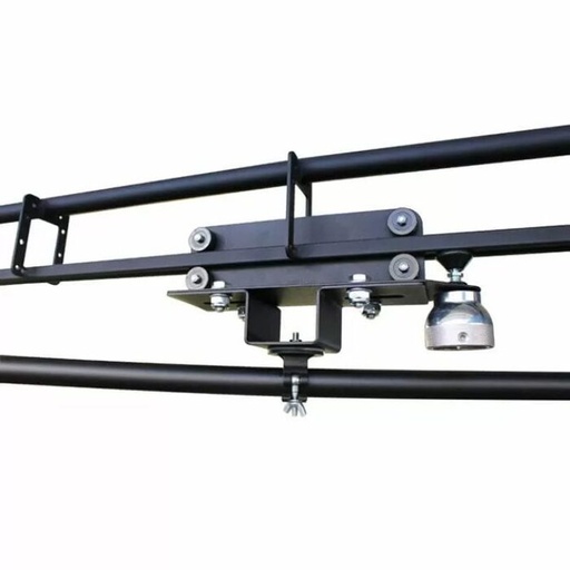 [T84525] Six-Track chariot freiné avec bras pivotant avec collier pour tube de 25mm, noir